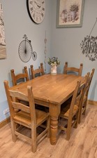 Solid Pine 5ft Farmhouse Dining Table 6 Ladderback Chairs