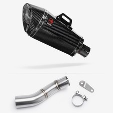 Lextek Carbon Fibre XP8C Exhaust 210mm with Link Pipe Silencer Chrome Polished
