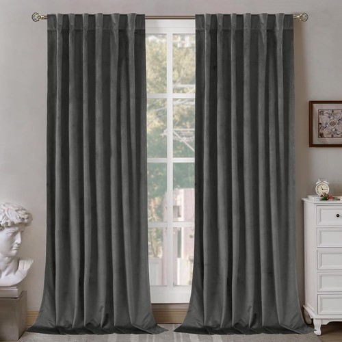 Bgment grey velvet curtains - grey,