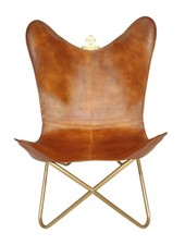 Chair Butterfly Leather Handmade Home Accent Amazing Comfertable With Stand