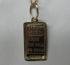 CREDIT GENEVA 14K  FINE SOLID GOLD .585 INGOT PENDANT FOR YOUR NECKLACE .50 GRAM