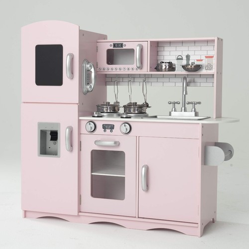 Large pink wooden play kitchen - large,