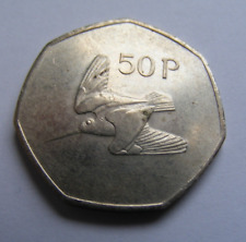 Irish 1998 Fifty Pence Coin Old Ireland 50p Good Details With Mint Luster