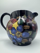 Royal Stanley Jacobean Ware Art Deco Pitcher / Jug Floral Cobalt 