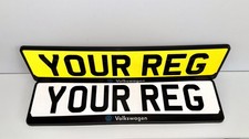 2x VOLKSWAGEN VW UV car number plate surround holder frame  -  VW  *Authentic*