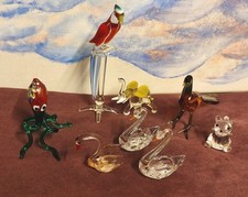 Vintage Bundle Lot of 8 Colourful Hand Blown Murano Style Glass Animals