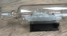HMS Fearless Glass Ship in a Bottle – Litchfield Glass Front line Falklands War