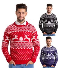 Men's Christmas Sweater Round Neck Long Sleeve Unisex Knitted Xmas Jumper