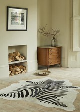 Extra Large Cow Hides with Zebra Print Super Size Floor Covering Rug Hide