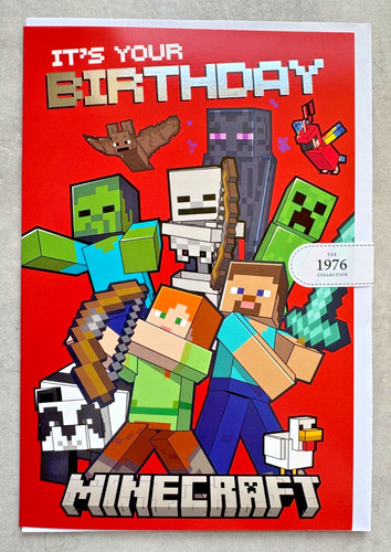 Minecraft birthday card steve - card,