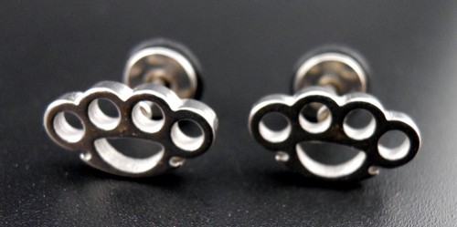 Brass knuckle earrings - brass,