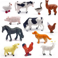 12 Farm Animal Figurines for Kids, Plastic Animal Toys Tiny Portable Farm Creat