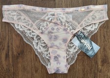 M&S Rosie Cherry Blossom Silk & Lace High Leg Knickers UK 12 Reg