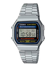 Casio A168WA-1WDF A168 Vintage Silver Stainless Steel Digital Mens Women Watch