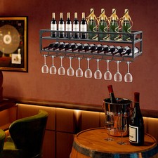 Wall Mounted Wine Rack, Modern Industrial Wine Glass Hanging liquor Bottles Rack