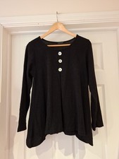 LUCA VANUCCI Black Jumper Cable Knit Long Sleeve Flared Hem UK Size Medium