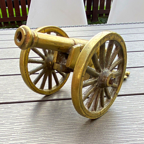 Brass cannon model figurine - brass,