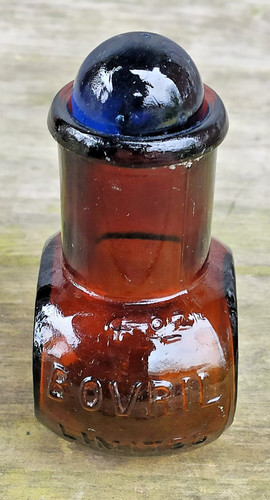 Antique amber glass bovril - amber,
