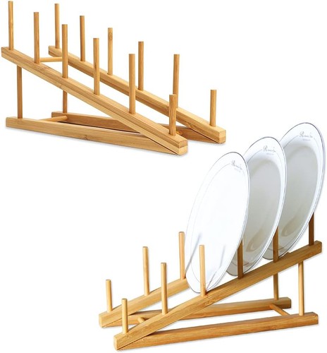Pcs wooden dish rack bamboo - rack,