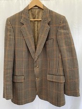 Magee Mens Olympic T2 Jacket Blazer Brown Check Wool Size 42 Regular Sports