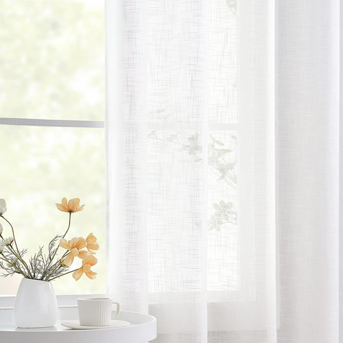 White linen semi sheer - semi, eyelet