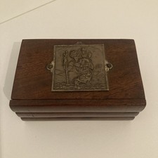 VINTAGE 1960s ST.CHRISTOPHER CAR DASH BADGE Plaque Mounted Book Trinket Box 