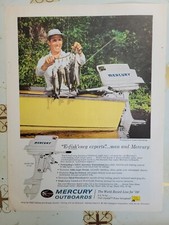 1959 Man And  Mercury  outboard Boat Motor  Fishing  Catch Vintage ad