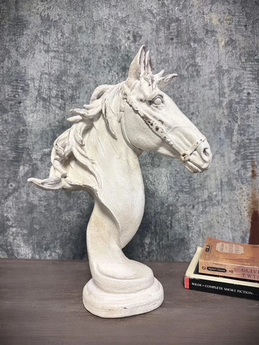 White horse statue - white,
