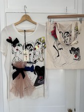 BNWT H&M Lanvin Fashion Designer Top T-shirt and Tote Bag Size M