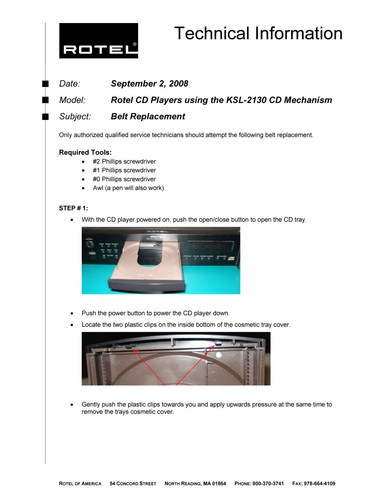Service manual for rotel - rotel, cd