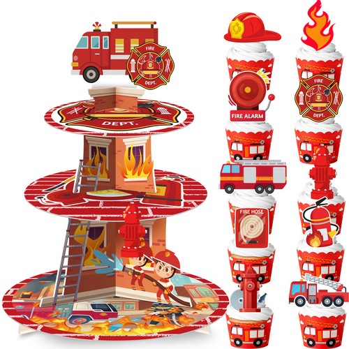 Fire truck cupcake holder - fire,