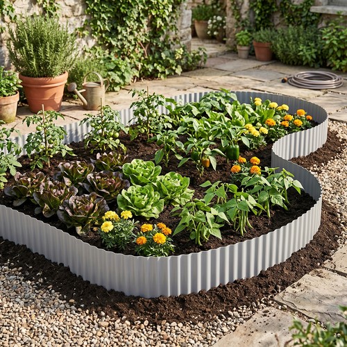 Galvanised metal lawn edging - galvanised,