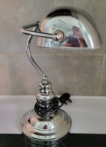Chrome banker lamp 36cm - chrome,