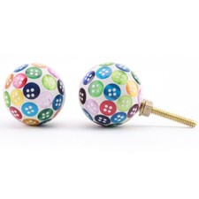 Multi Coloured Shabby Chic Cabinet Door Knob Handles | Button Resin Knobs