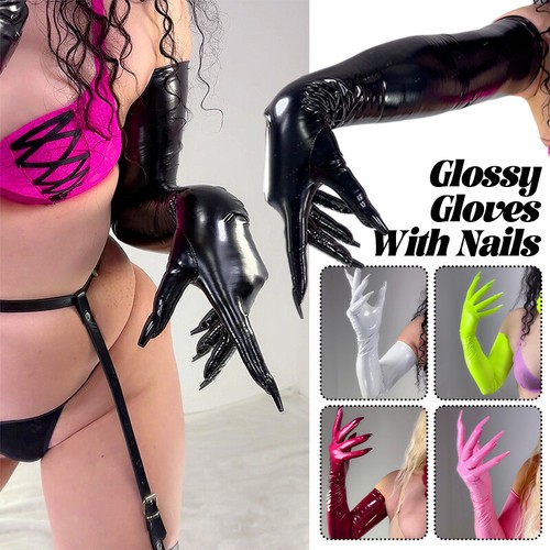 Glossy gloves with nail - glossy,