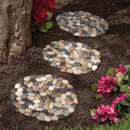 Set round river stone - river,