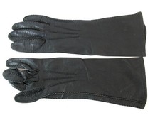 Vintage Pair Gould's England Black Fine Leather Gloves Size 6.75   12" Long