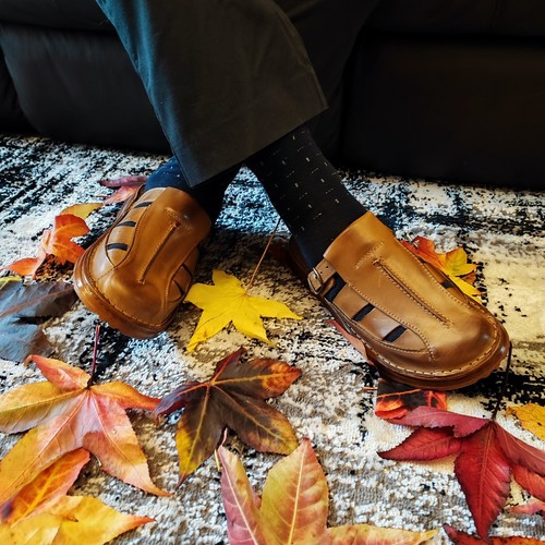 Leather slippers for - , men