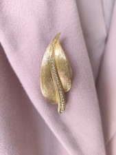 Christian Dior Vintage Brooch Gold Leaf 