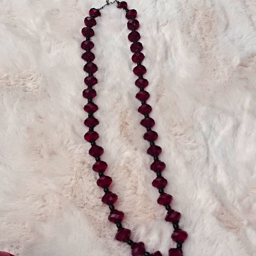 Red faceted round crystal - red,