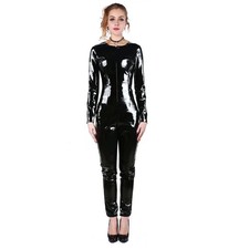 SALES Black Shiny PVC Catsuit