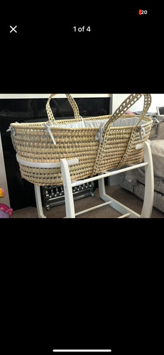 Moses basket and stand used - and,