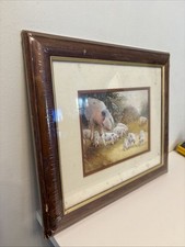 Vintage  Framed Farming Print "Pig Tales" Pigs With Piglets by Adelene Fletcher