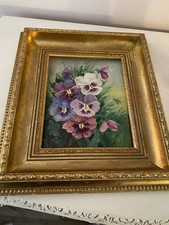 PRETTY VINTAGE PANSY OIL ON
