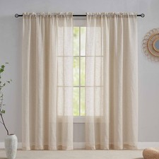 Home Brilliant Linen Net Curtains 84 Drop Voile Curtain Panels Semi Transparent