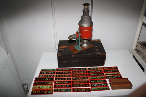 Antique magic lantern oil lamp - antique,