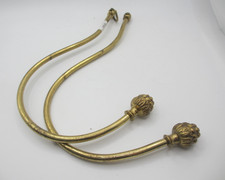 Vintage Brass Curtain Tie Backs Hooks French Old Pinecone Ends - NO PLATES