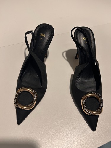 Black fabric zara - heels, with