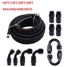 4/6/8/10AN Black Nylon PTFE Fuel Line 10/12/20/30ft 6/10 Fittings Hose Kit E85