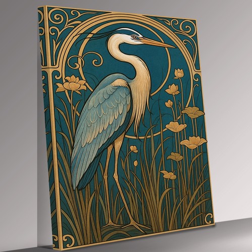 Art deco heron bird stunning - deco,